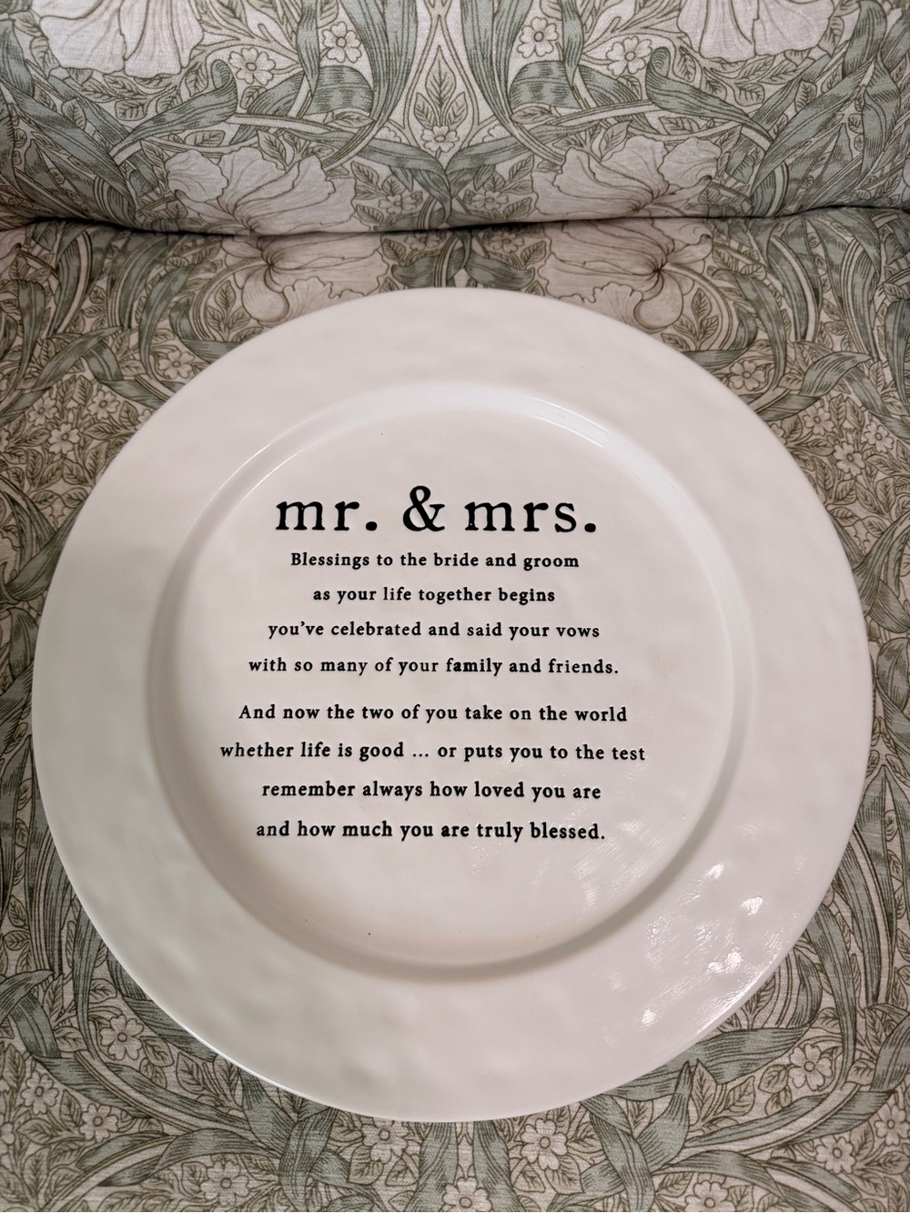 Mud Pie White and Black 'mr. & mrs.' Sentimental Decorative Plate